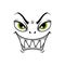 Monster face cartoon vector icon, gloat smiling