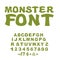 Monster font. Green Swamp letters. Horrible alphabet. Scary Abstract ABC