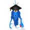 Monster with Graduation Cap and Diploma 3d illustration