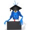 Monster with Graduation Cap and Diploma 3d illustration