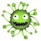 Monster, green creature. Character of the microorganism. Microbe, parasite, bacteria, virus.