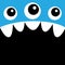 Monster head. Boo Spooky Screaming face emotion. Thtree eyes, teeth fang, mouse. Square head. Cute cartoon character. Happy