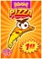 Monster menu with pizza. Vertical banner with price tag for Fast food cafe for Halloween day. Vector illustration.