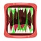 Monster mouth creepy and scary. Funny jaws teeths creatures expression monster horror saliva slime. Vector isolated