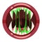 Monster mouth creepy and scary. Funny jaws teeths creatures expression monster horror saliva slime. Vector isolated