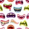 Monster mouths with teeth cartoon seamless pattern