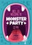 Monster party. Color invitation children flyer for halloween evening, jaws bizarre creatures mouths with teeth and
