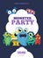 Monster party vector invitation card, poster