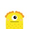 Monster sad face head icon. Happy Halloween. Eyes, fang tooth. Cute cartoon boo spooky character. Kawaii funny baby. Yellow