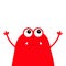 Monster scary face head icon. Eyes, ears, fang tooth. Hands up. Cute cartoon boo spooky character. Red silhouette. Kawaii funny ba