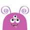 Monster scary face head icon. Eyes, horns, fang tooth, tongue. Cute cartoon boo spooky character. Violet silhouette. Kawaii funny