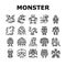 Monster Scary Fantasy Characters Icons Set Vector