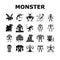 Monster Scary Fantasy Characters Icons Set Vector