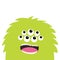 Monster scary screaming face head icon. Eyes, fang tooth. Cute cartoon boo spooky character. Green silhouette. Kawaii funny baby.