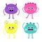 Monster set. Happy Halloween. Colorful monsters. Long legs, hands. Cute cartoon kawaii funny boo character. Childish baby