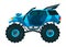 Monster truck. Bright colorful cartoon auto with big wheels. Heavy car with large tires and black tinted windows