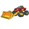Monster truck with excavator yellow bucket