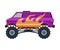 Monster Truck Vehicle, Colorful Van with Large Tires Vector Illustration