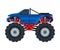 Monster Truck Vehicle, Pickup Car with Large Tires, Heavy Professional Transport Vector Illustration