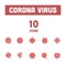 Monster Virus Emoji 10 Icons In Red Color