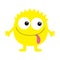 Monster yellow round silhouette. Two eyes, tongue, hands. Cute cartoon kawaii scary funny character. Baby collection.Happy
