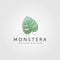 Monstera deliciosa leaf logo vector minimalist illustration symbol design