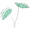 Monstera delicosa plant leaves continuous one line drawing minimalist design. Simple minimalism style on white
