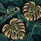 Monstera Leaf Pattern, Lush Jungle Background, Exotic Tropic Foliage, Abstract Generative AI Illustration