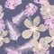 Monstera Leaves.Blue Seamless Design. Violet Pattern Exotic. Cobalt Tropical Leaf. Gray Flower Design. Indigo Wallpaper Exotic.