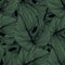 Monstera leaves seamless pattern on black background. Tropical pattern, botanical leaf backdrop