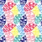 Monstera obliqua seamless pattern with multicolor
