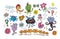 Monsters colorful flowers animals kids