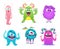 Monsters mascot. Furry cute gremlin troll bizarre funny toys vector cartoon characters isolated