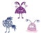 Monsters set. Aliens. Cute space monsters for kids and toys. Funny bright character in a hand-drawn cartoon doodle style. Ideal
