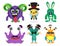Monsters vector characters set. Cute cartoon mascot beasts