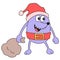 Monsters wearing santa clothes distributing gifts. doodle icon image