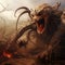 Monstrous Onslaught: Giant Menacing Monster Unleashes Its Terrifying Wrath