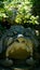 Monstrous sculpture called of Proteus and Glaucus at the Park of the Monsters of Bomarzo among trees and vegetation