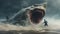 Monstrous Shark Emerges From Beach: Mythic Matte Painting By Alois Arnegger