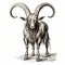 Monstrous Surrealism: Engraved Goat In Dignified Pose