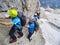 MONT BLANC, Climbers reaching the summit of mountain peak