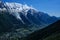 Mont Blanc massif, Bossons and Taconnaz Glaciers seen from Brevent mountains and Chamonix Valley