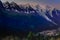 Mont Blanc massif idyllic alpine landscape at sunrise, Chamonix, French Alps