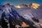 Mont Blanc massif idyllic alpine landscape at sunrise, Chamonix, French Alps