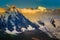 Mont Blanc massif idyllic alpine landscape at sunrise, Chamonix, French Alps