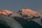 Mont Blanc massif at sunset. Alps