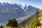 Mont Blanc mountain Chamonix village two mountaineers view