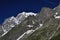 Mont Blanc peak, Italian Alps side. Alpine ridge