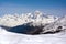 Mont Blanc peak winter landscape shoot from Val d`Isere ski resort