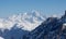 Mont blanc view snowy mountain from Mont Vallon Meribel 3 vallees